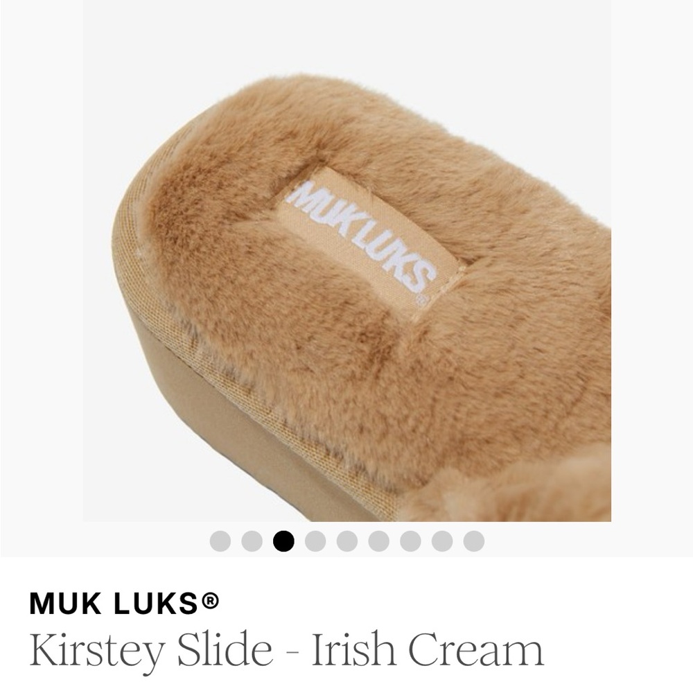 Muk Luks Cozy Tan Slides - Picture 6 of 11
